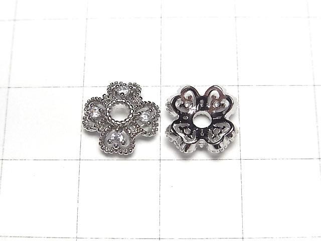 Metal Bead Caps, 10x10x3.5mm, Silver, 4 Pieces