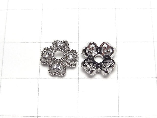 Metal parts Bead cap 10x10x3.5mm silver color 4pcs