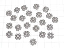 Metal Bead Caps, 10x10x3.5mm, Silver, 4 Pieces
