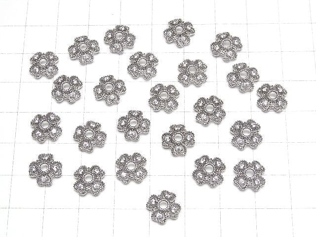 Metal parts Bead cap 10x10x3.5mm silver color 4pcs