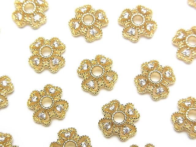 Metal parts Bead cap 10x10x3.5mm Gold color 4pcs