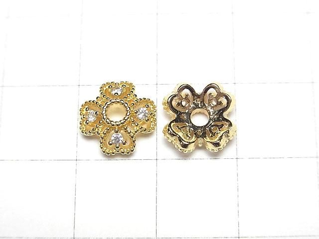 Metal parts Bead cap 10x10x3.5mm Gold color 4pcs