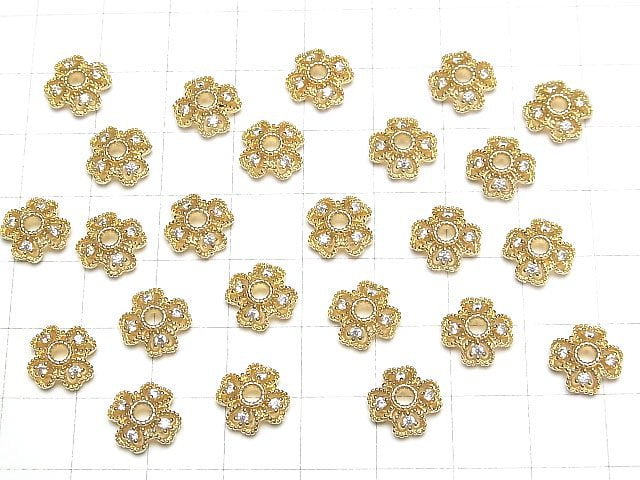 Metal parts Bead cap 10x10x3.5mm gold color 4pcs