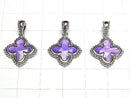 [Video]Meteorite (Muonionalusta) Flower Pendant 19x16x3mm Purple Silver925