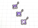 [Video]Meteorite (Muonionalusta) Flower Pendant 19x16x3mm Purple Silver925