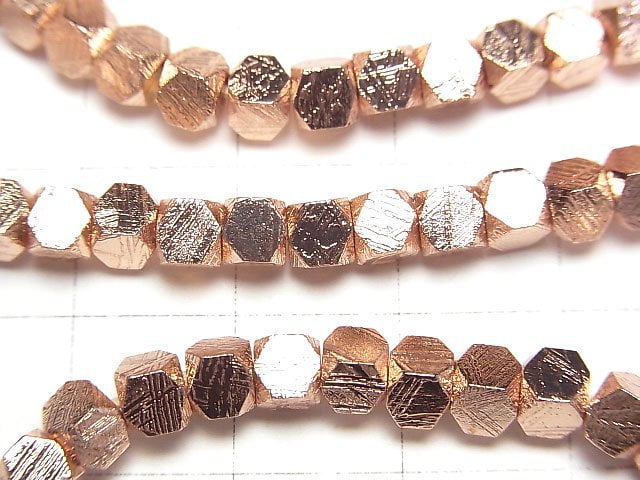 [Video]Meteorite (Muonionalusta) Cube Shape 4x4x4mm Pink Gold Bracelet