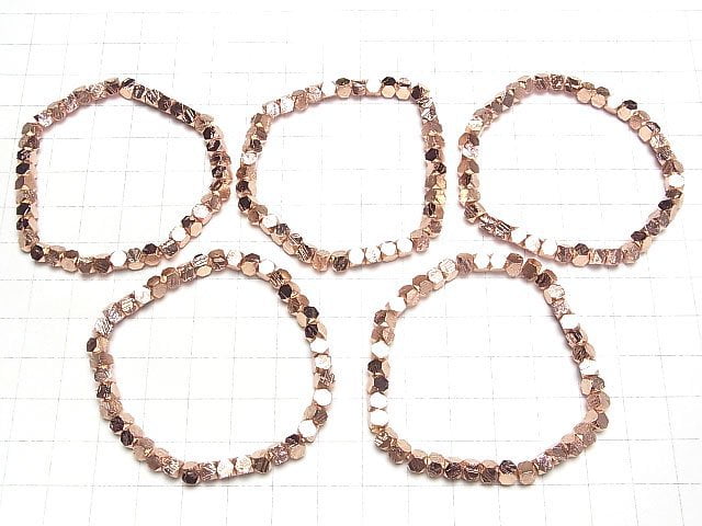 [Video]Meteorite (Muonionalusta) Cube Shape 4x4x4mm Pink Gold Bracelet