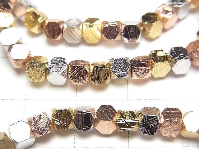 [Video]Meteorite (Muonionalusta) Cube Shape 4x4x4mm Multi color Bracelet