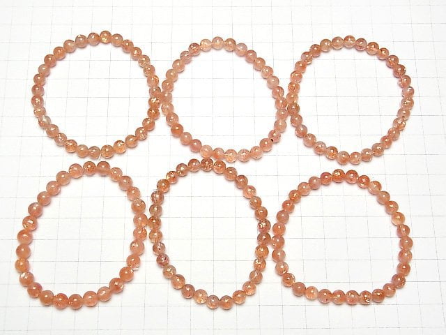 [Video]High Quality Sunstone AAA- Round 6mm Bracelet