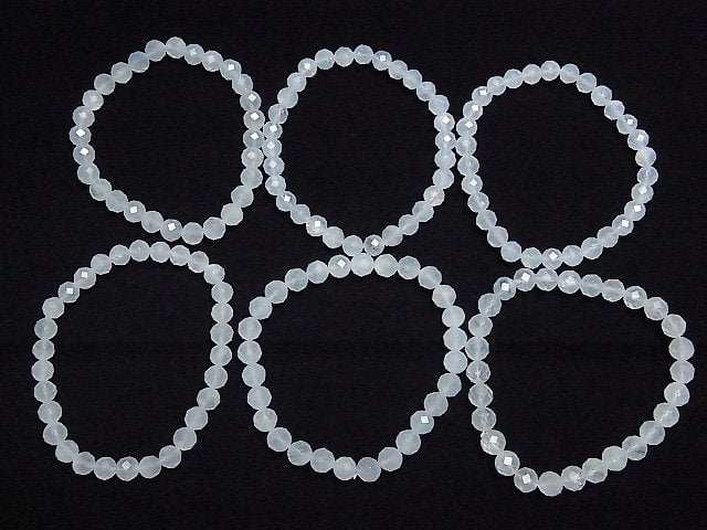 [Video] High Quality! Aquamarine AAA- 64Faceted Round 6mm Bracelet