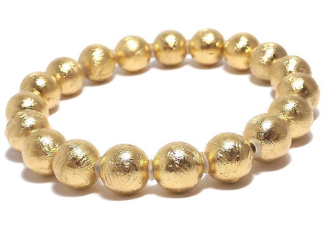 [Video][One of a kind] Meteorite (Muonionalusta) Round 10mm Yellow Gold Bracelet NO.1