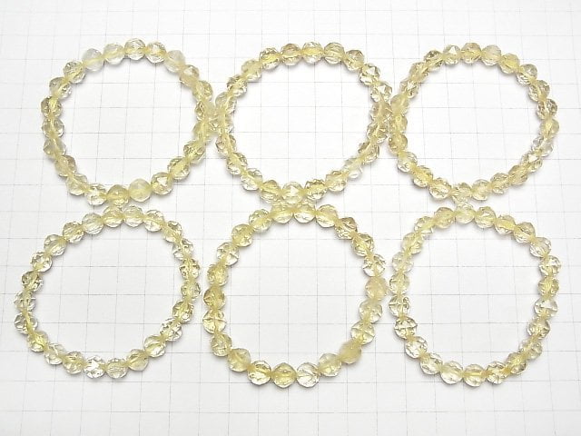 [Video] High Quality! Lemon Quartz AAA- Star Faceted Round 8mm Bracelet