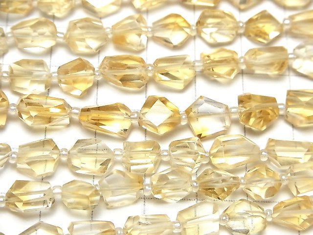 [Video]High Quality Citrine AA++ Faceted Nugget 1strand beads (aprx.7inch/18cm)