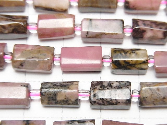 [Video] Dendritic Rhodonite Rough Tube - Faceted Nugget 1strand beads (aprx.15inch/38cm)