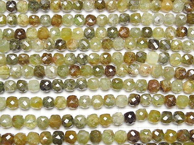 [Video] High Quality! Grossular Garnet Cube Shape 6x6x6mm half or 1strand beads (aprx.15inch/36cm)