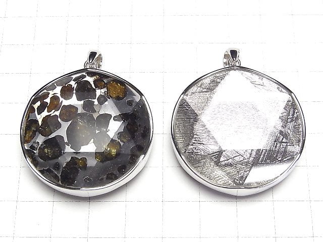 [Video]Kenya Sericho Pallasite Meteorite xMeteorite Pendant 38mm Silver925