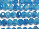 [Video]High Quality! Blue color Jade Faceted Button Rondelle 6x6x5mm 1strand beads (aprx.15inch/36cm)