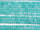 [Video]High Quality! Blue green color Jade Faceted Button Rondelle 6x6x5mm 1strand beads (aprx.15inch/36cm)