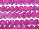 [Video] High Quality! Pink Purple color Jade Faceted Button Rondelle 6x6x5mm 1strand beads (aprx.15inch/36cm)