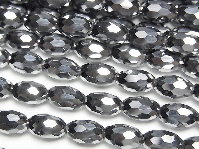 [Video] High Quality! Terahertz Faceted Rice 9x6x6mm half or 1strand beads (aprx.15inch/37cm)