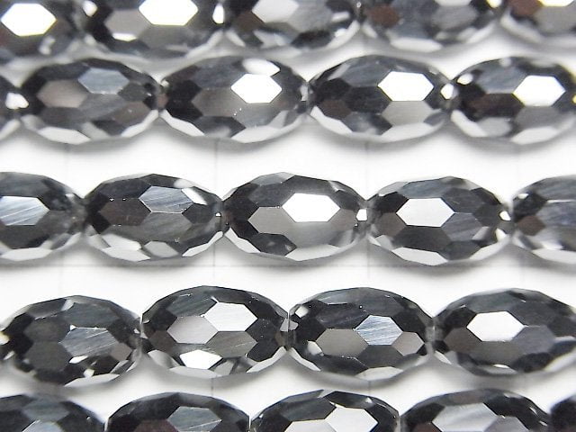 [Video] High Quality! Terahertz Faceted Rice 9x6x6mm half or 1strand beads (aprx.15inch/37cm)