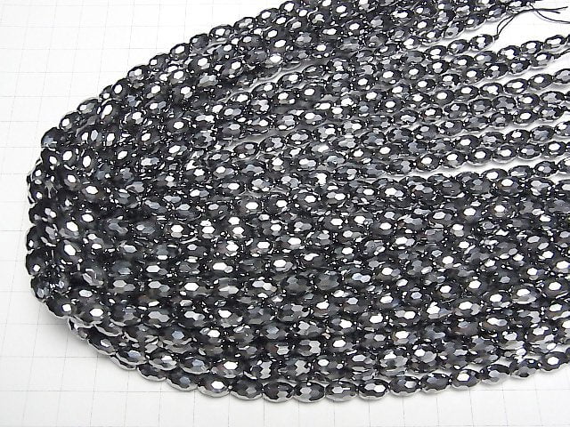 [Video] High Quality! Terahertz Faceted Rice 9x6x6mm half or 1strand beads (aprx.15inch/37cm)