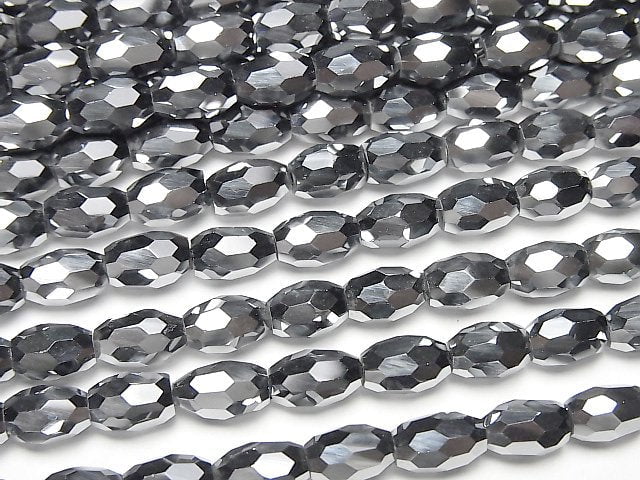 [Video]High Quality! Terahertz Faceted Rice 7x5x5mm half or 1strand beads (aprx.15inch/37cm)