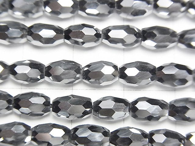 [Video]High Quality! Terahertz Faceted Rice 7x5x5mm half or 1strand beads (aprx.15inch/37cm)