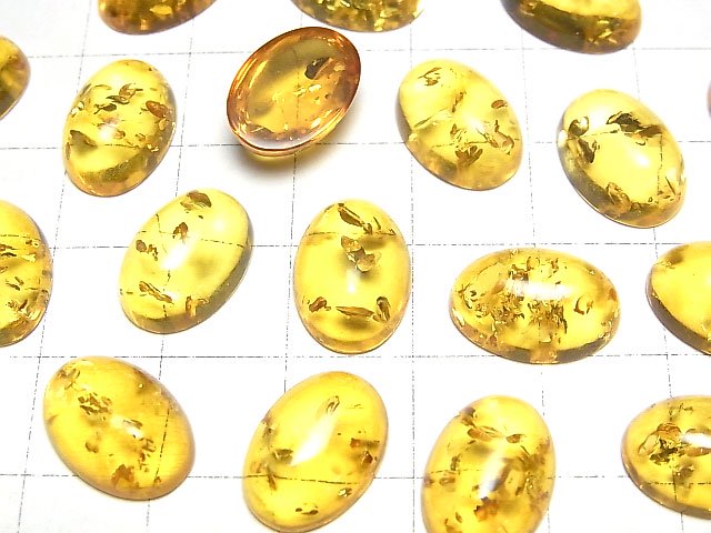 [Video] Cracked Yellow color Amber Oval Cabochon 14x10mm 2pcs