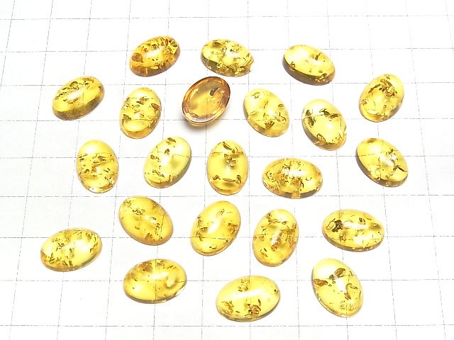 [Video] Cracked Yellow color Amber Oval Cabochon 14x10mm 2pcs