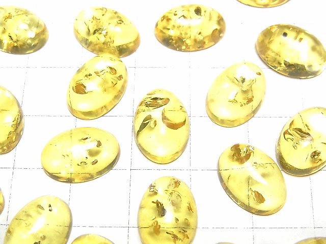 [Video] Cracked Yellow color Amber Oval Cabochon 14x10mm 2pcs