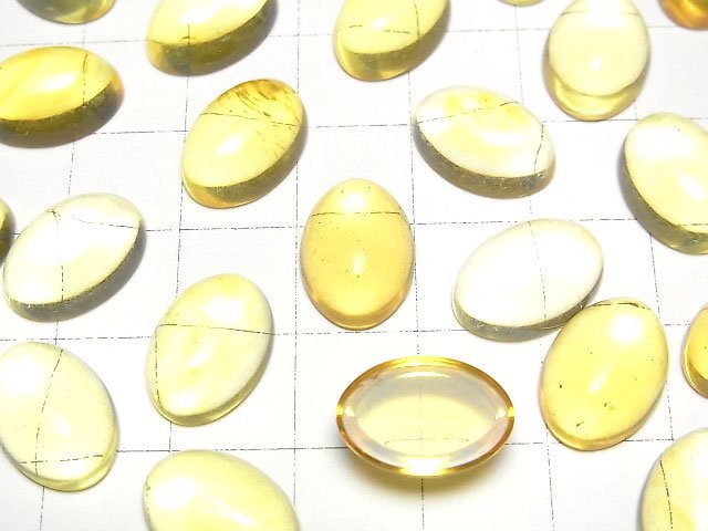 [Video] Yellow color Amber Oval Cabochon 14x10mm 2pcs