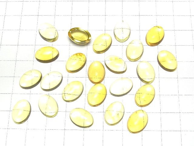 [Video] Yellow color Amber Oval Cabochon 14x10mm 2pcs