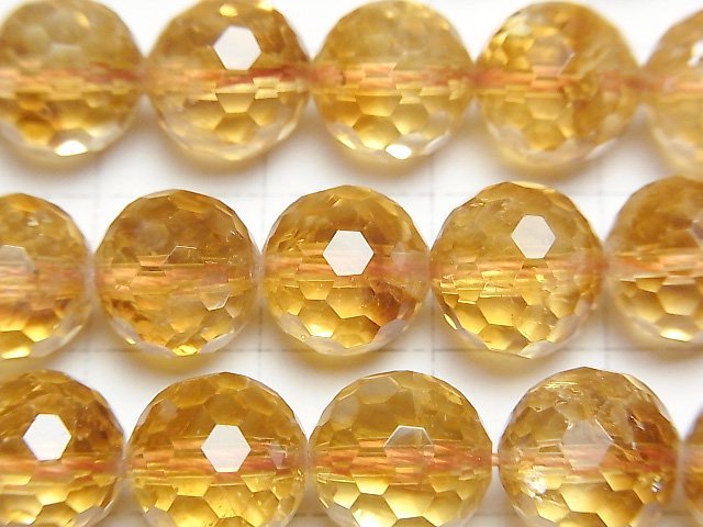 [Video] High Quality! Phantom Citrine AAA- 128Faceted Round 10mm half or 1strand beads (aprx.15inch/36cm)