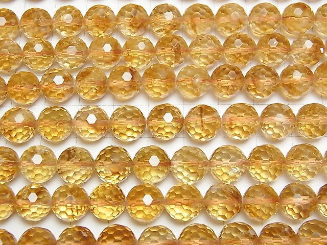 [Video] High Quality! Phantom Citrine AAA- 128Faceted Round 10mm half or 1strand beads (aprx.15inch/36cm)