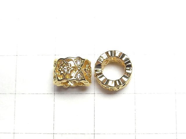 Metal parts Roundel 9x9x6mm (with CZ) Gold color 2pcs