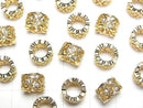 Metal parts Rondelle 9x9x6mm (with CZ) Gold color 2pcs