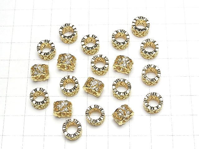 Metal parts Roundel 9x9x6mm (with CZ) Gold color 2pcs