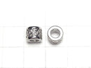 Metal parts Rondelle 7.5x7.5x6mm (with CZ) Silver color 2pcs