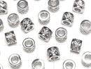 Metal parts Rondelle 7.5x7.5x6mm (with CZ) Silver color 2pcs