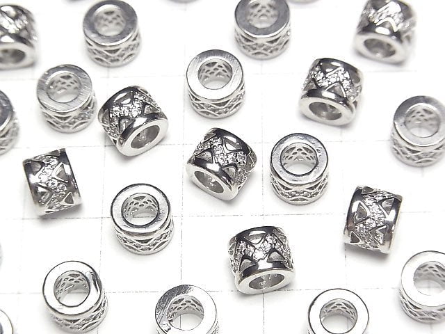 Metal parts Roundel 7.5x7.5x6mm (with CZ) Silver color 2pcs