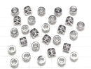 Metal parts Rondelle 7.5x7.5x6mm (with CZ) Silver color 2pcs