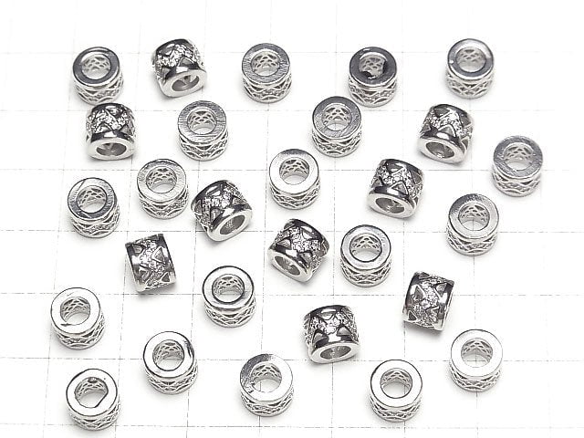 Metal parts Roundel 7.5x7.5x6mm (with CZ) Silver color 2pcs