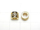 Metal parts Rondelle 7.5x7.5x6mm (with CZ) Gold color 2pcs