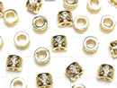 Metal parts Rondelle 7.5x7.5x6mm (with CZ) Gold color 2pcs