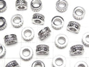 Metal parts Rondelle 8x8x4mm (with CZ) Silver color 2pcs