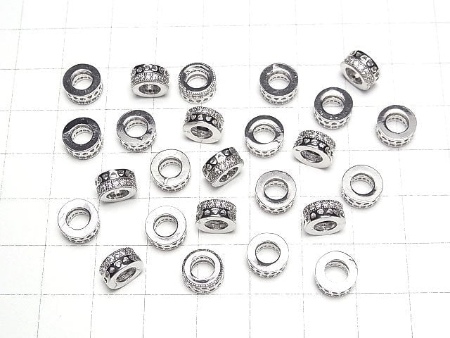 Metal parts Rondelle 8x8x4mm (with CZ) Silver color 2pcs