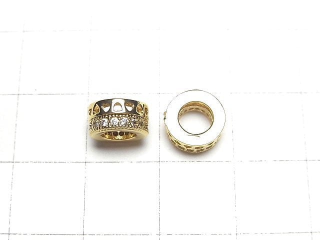 Metal parts Roundel 8x8x4mm (with CZ) Gold color 2pcs