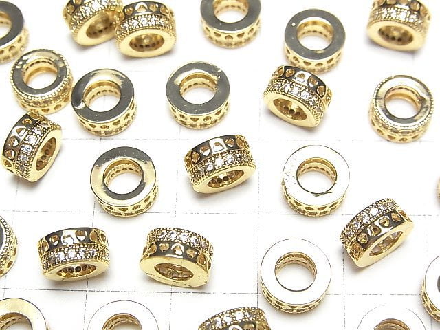 Metal parts Roundel 8x8x4mm (with CZ) Gold color 2pcs