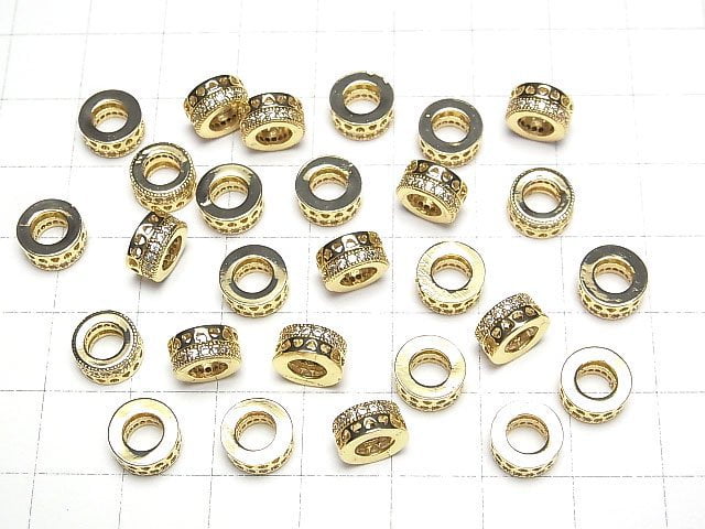 Metal parts Roundel 8x8x4mm (with CZ) Gold color 2pcs